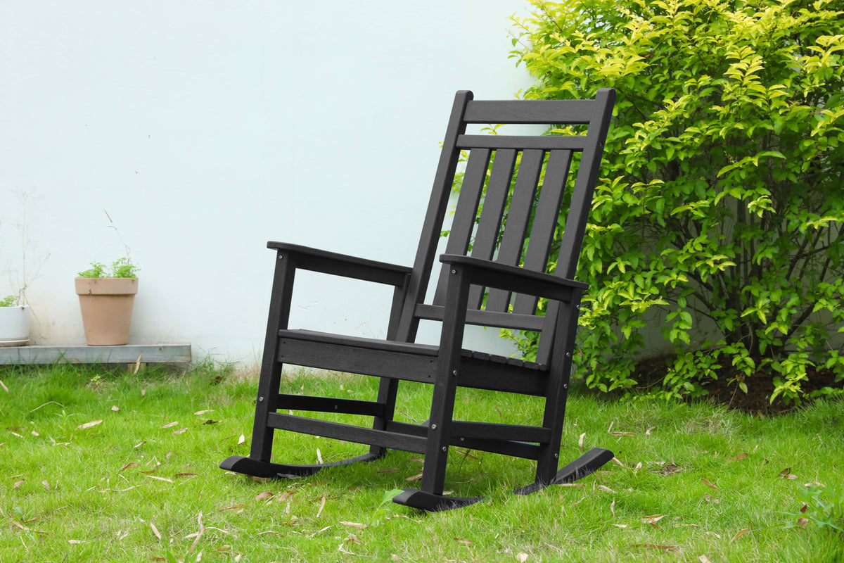 Gray Outdoor Rocking Chair, 41.3 in Tall