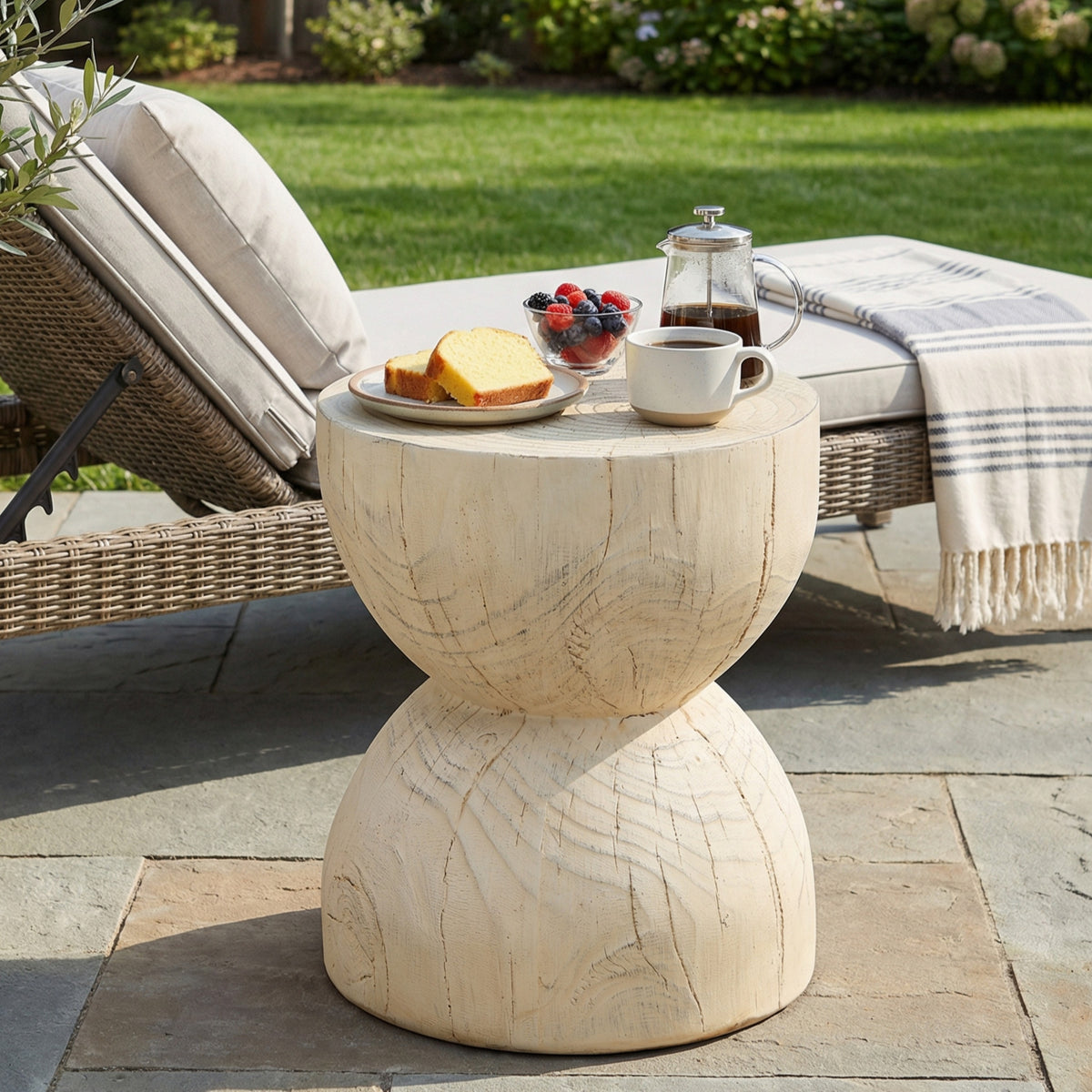 Natural Outdoor Side Table, 16.5 in Tall