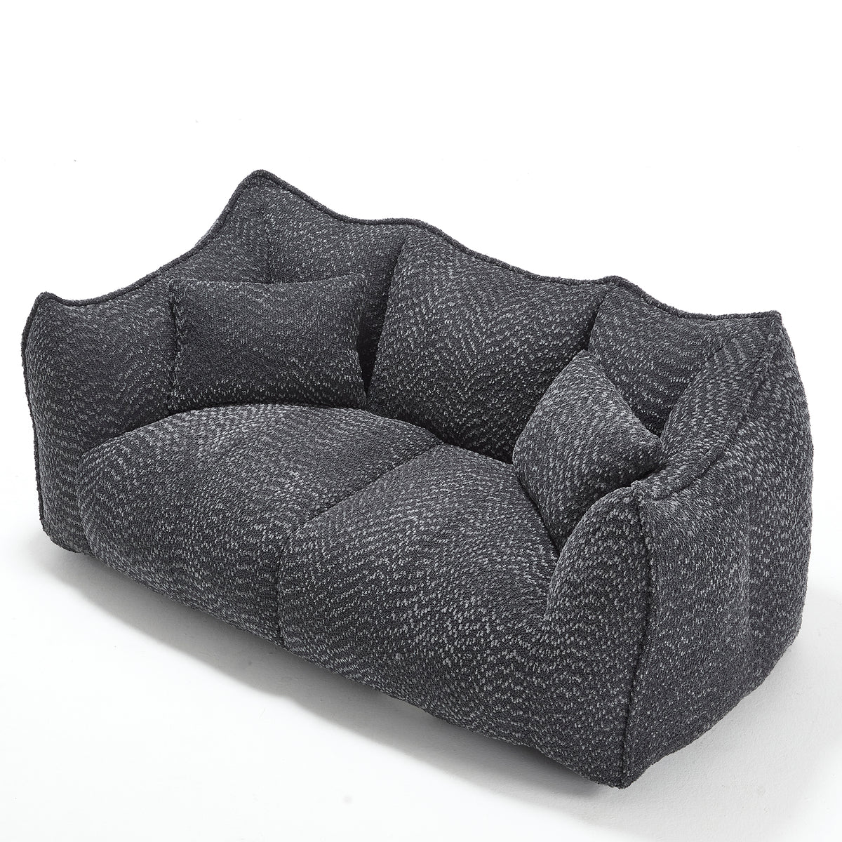 Black Chenille Bean Bag Chair, 73.2 in Wide