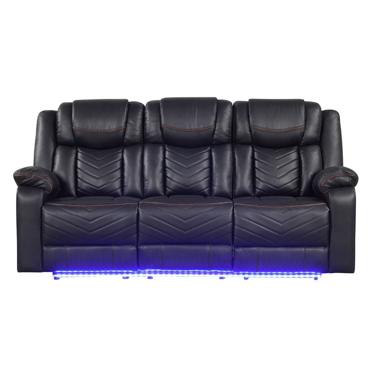 Black Vegan Leather Power Reclining Sofa, 81.1 in Wide