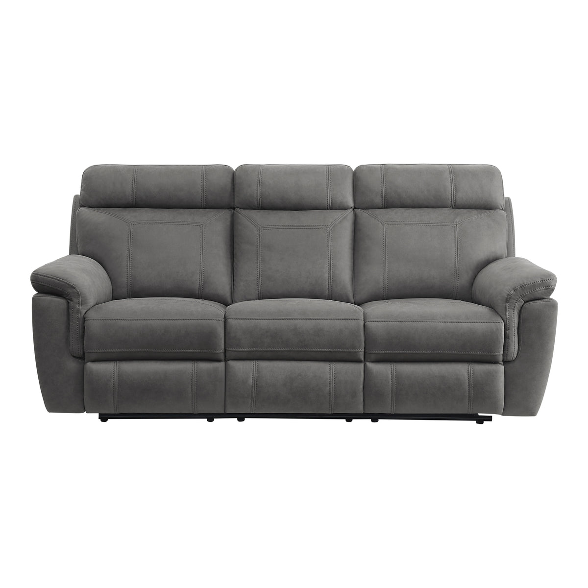 Gray Microfiber Reclining Sofa, 84.5 in Wide