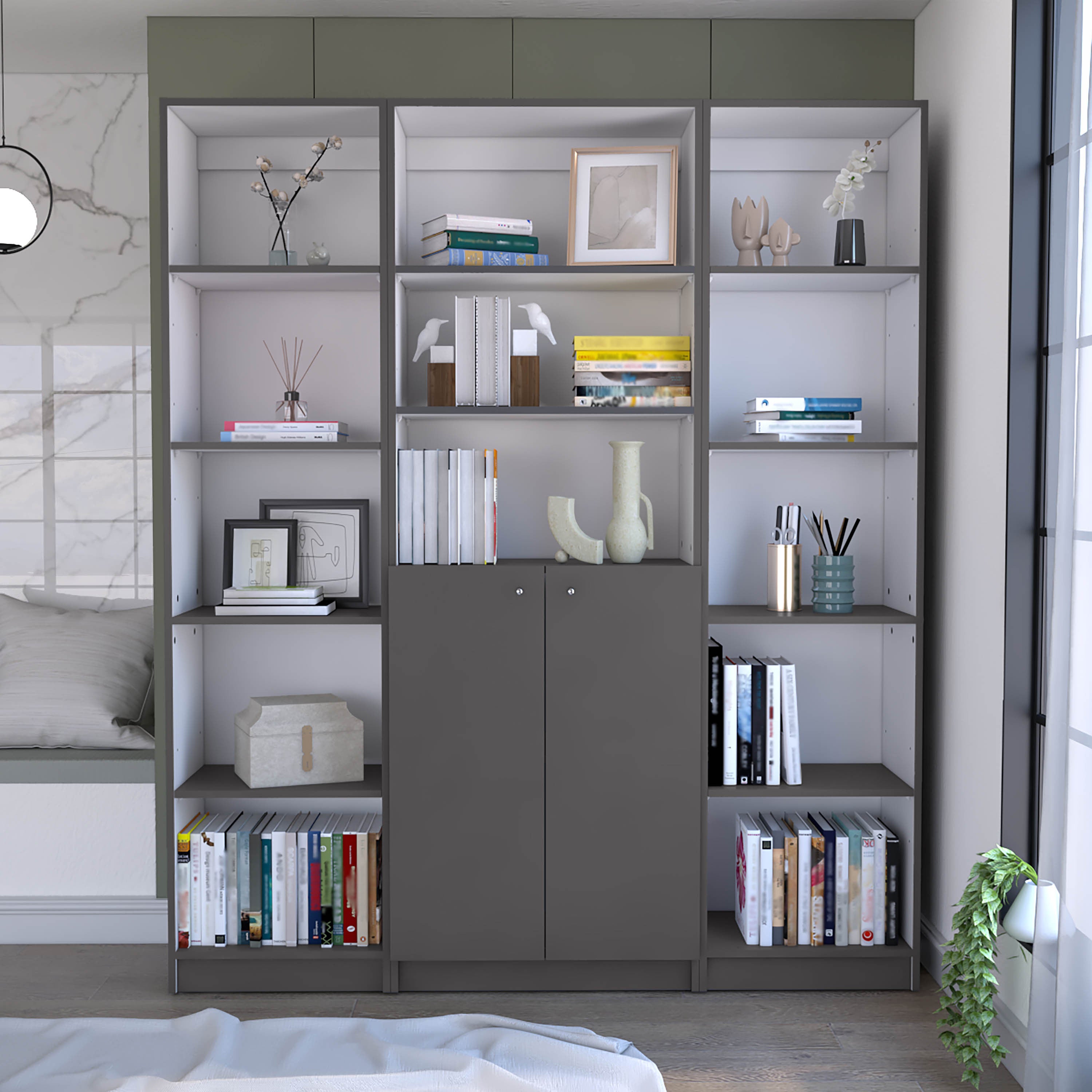 Bookcase with Doors, 60.1 in