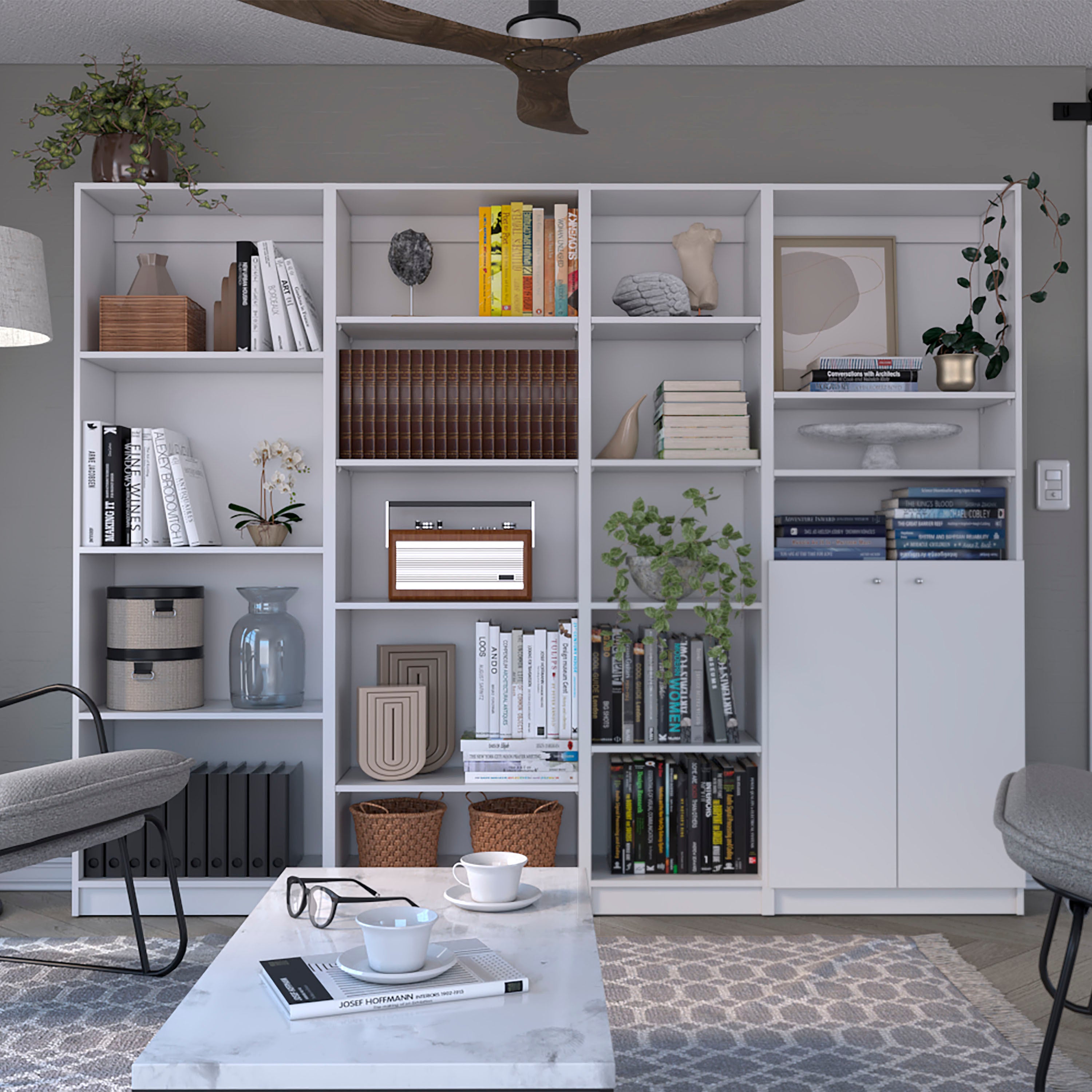 Bookcase, 91.8 in, White