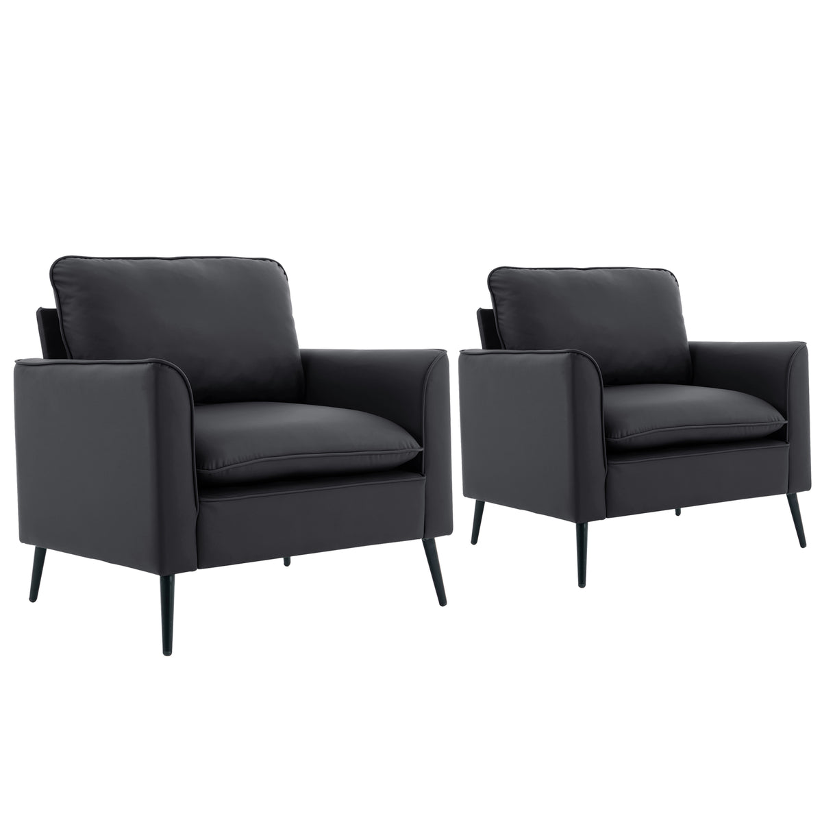 Black Vegan Leather Accent Chair