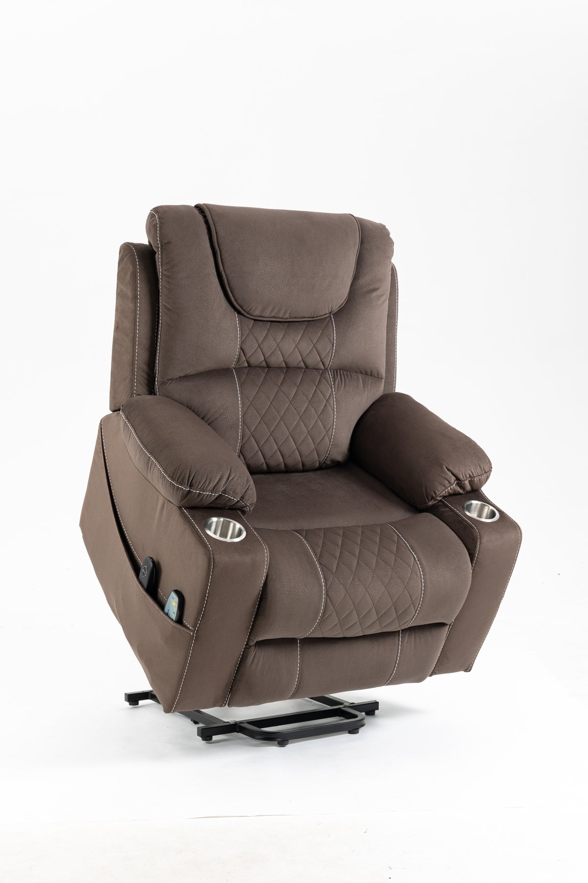 Brown Velvet Power Lift Recliner, Coffee