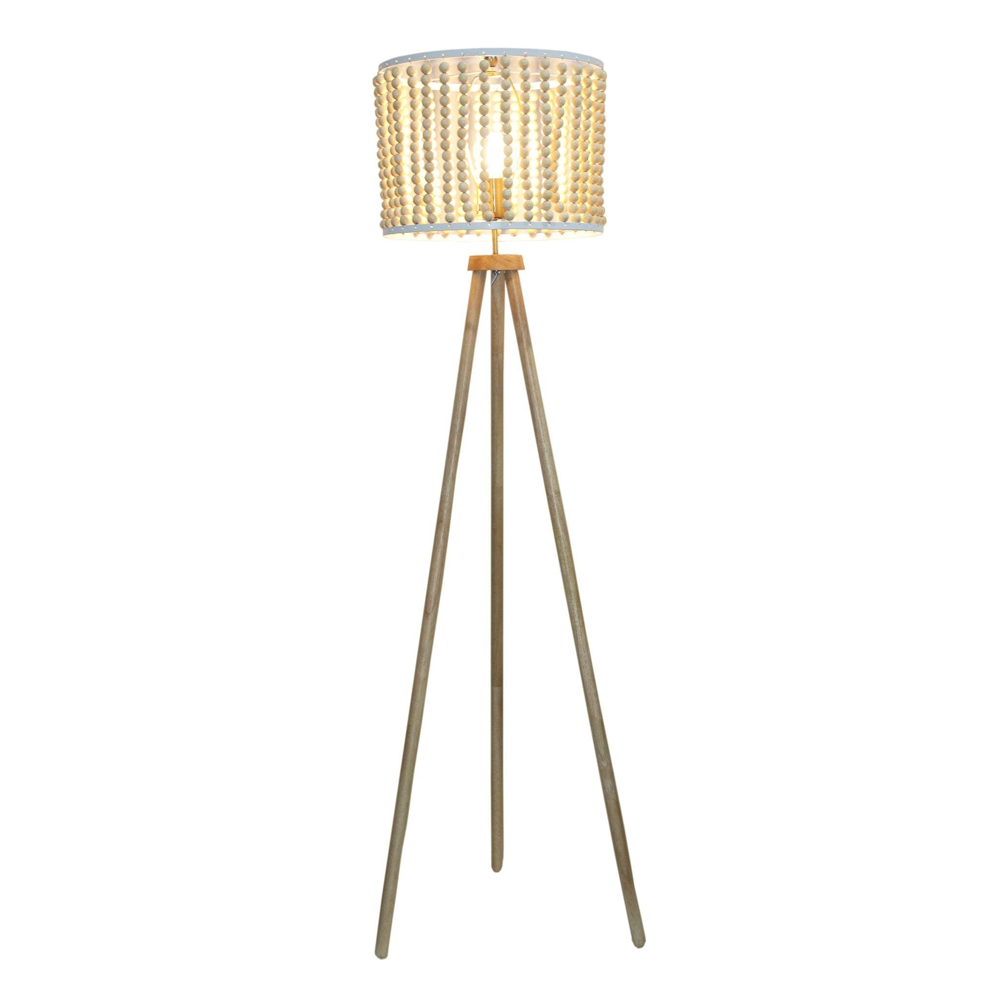 Floor Lamp with Tripod Wood Base, Brown Finish