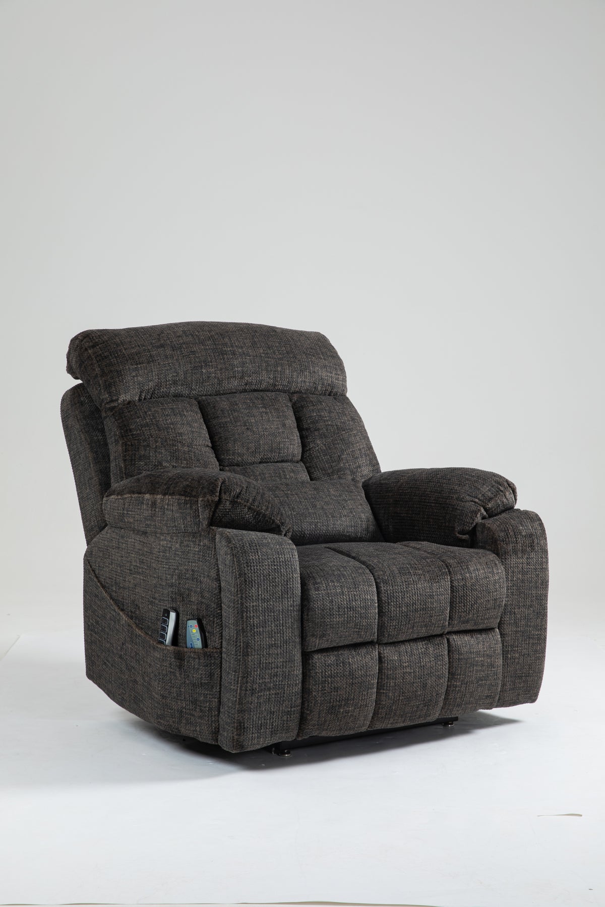 Dark Brown Chenille Power Lift Recliner, Massage and Heat