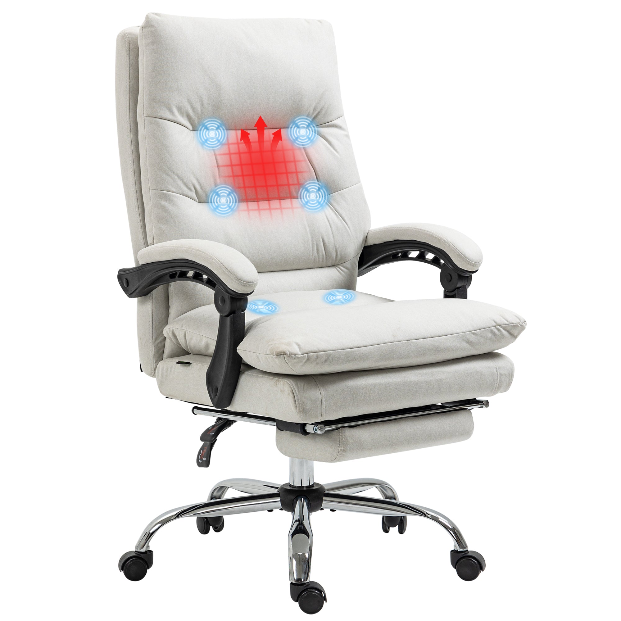 Massage Lumbar Support Office Chair, 265 lb Capacity, Cream