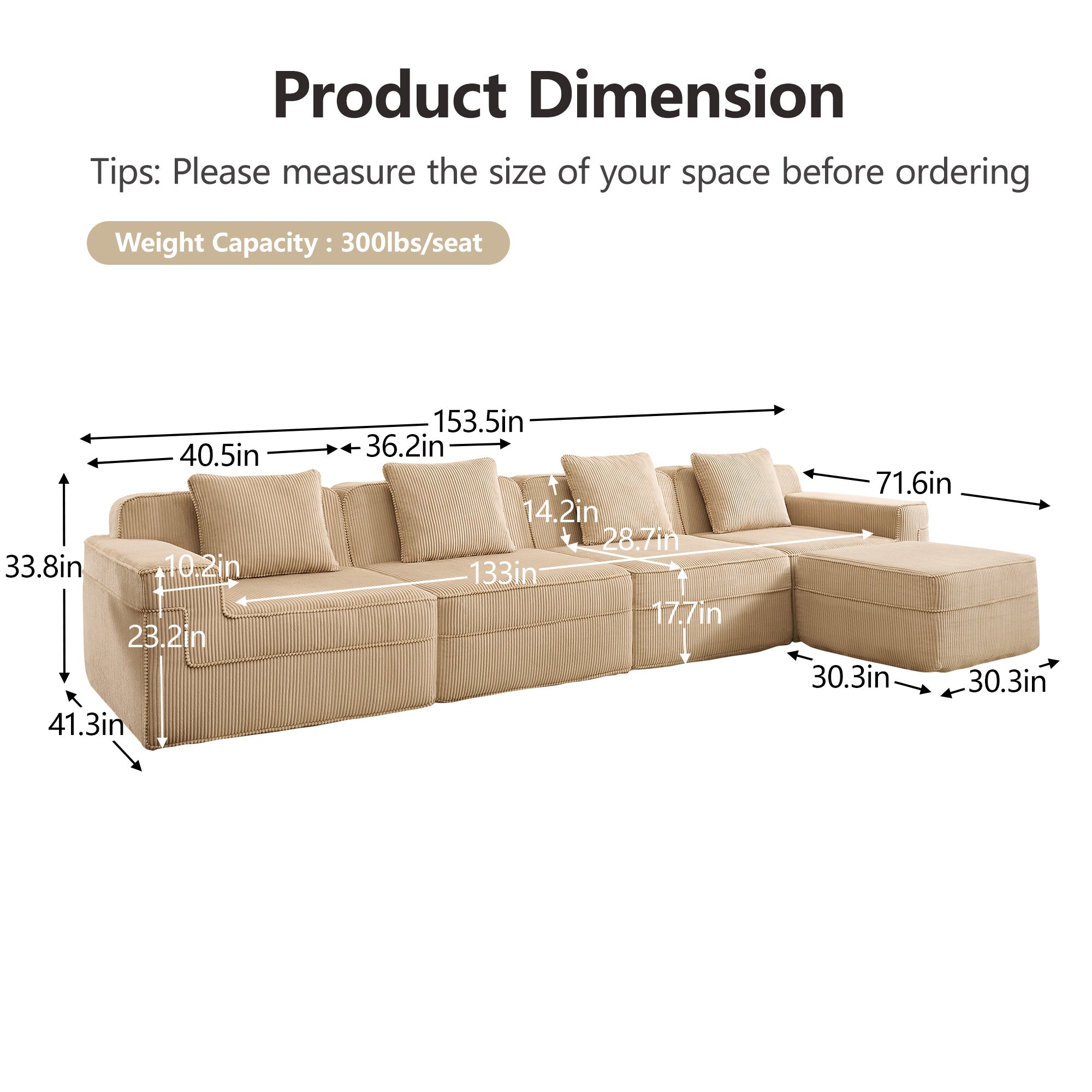 Hudson 4-Seat Boneless Couch in Camel #OttOnly_1 #Color_Camel