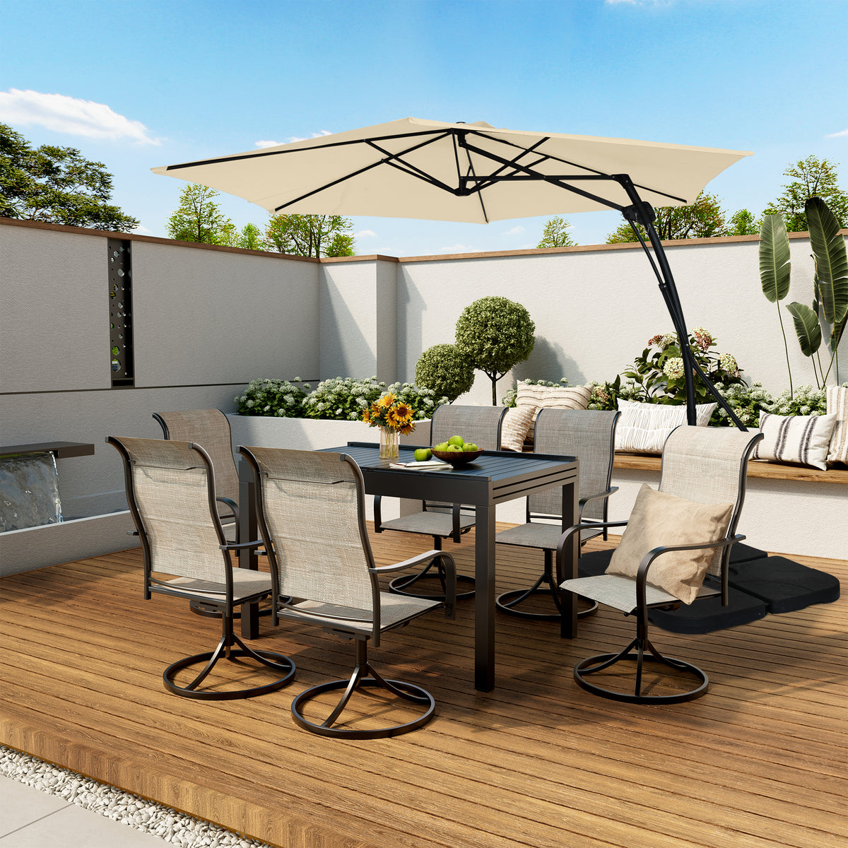 10 ft Beige Cantilever Patio Umbrella