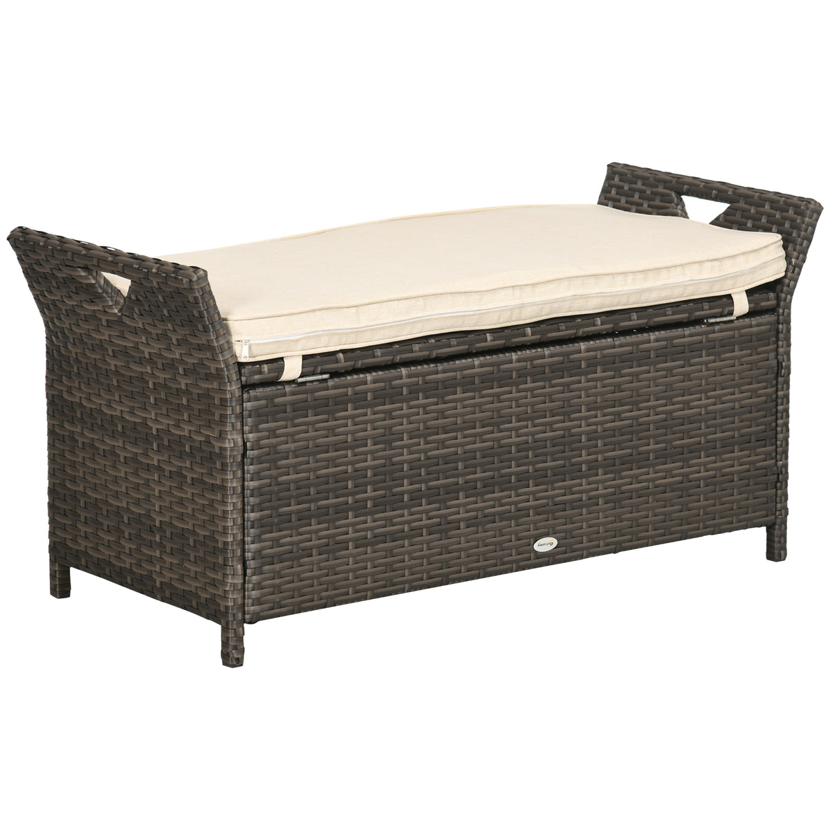 Brown Wicker Outdoor Storage Bench, 43.3 in Wide