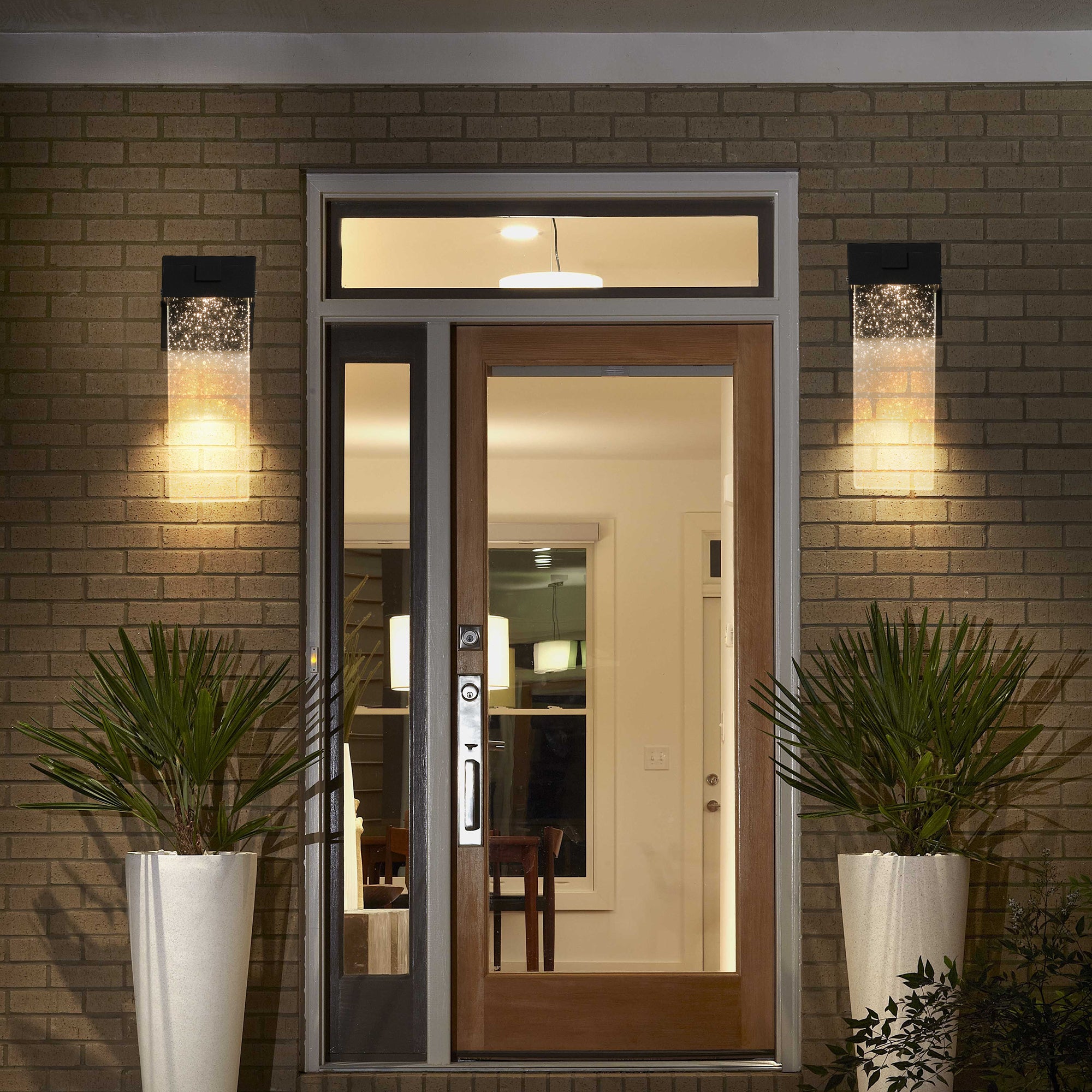 Outdoor Wall Light with Crystal Shade, Dusk to Dawn, Black