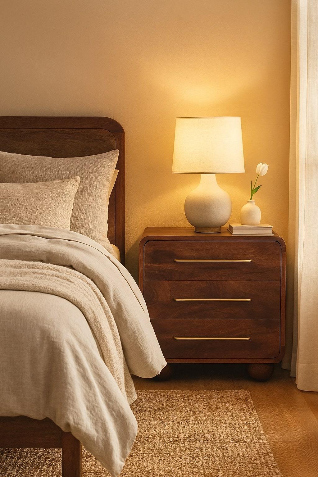 3-Drawer Rounded Chest, Compact Wood Bedroom Storage
