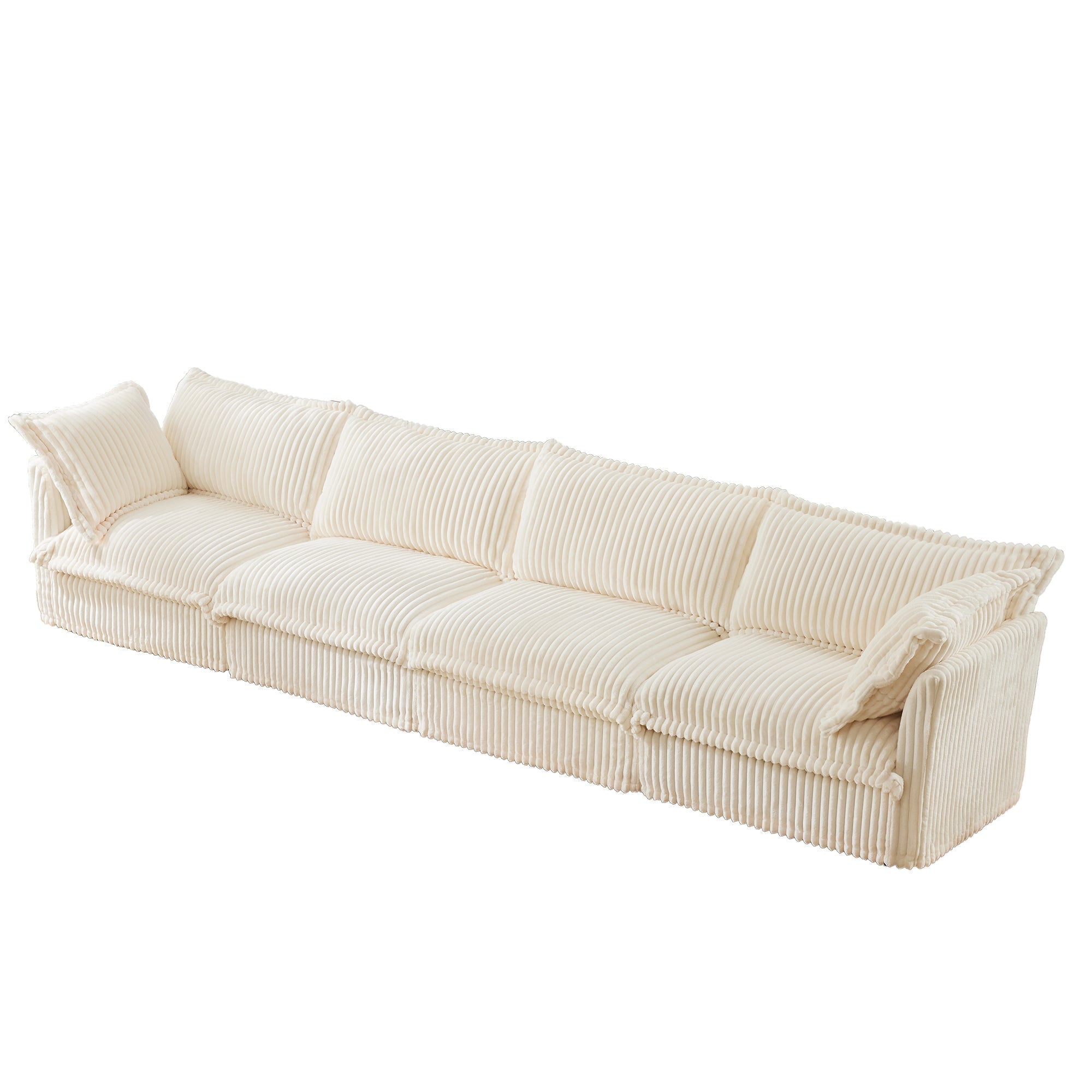 Fluffy 4-Seat Modular Sofa in Corduroy Cream #OttOnly_0 #Fabric_Corduroy Cream