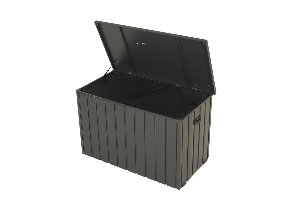 200 Gallon Dark Gray Metal Deck Box Lockable, with Liner