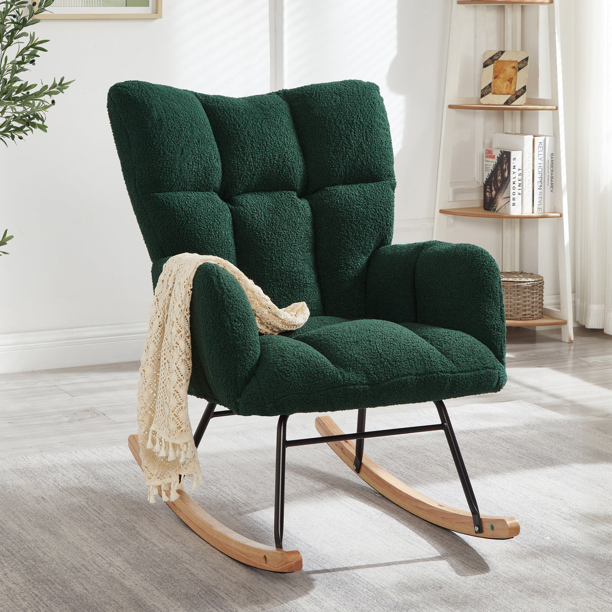 Green Sherpa Tufted Glider Chair