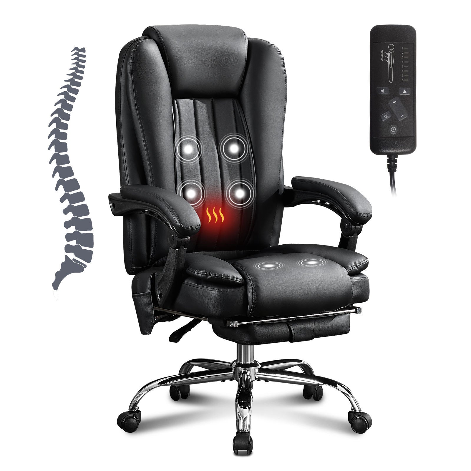 Big and Tall Massage Office Chair, 400 lb Capacity, Black