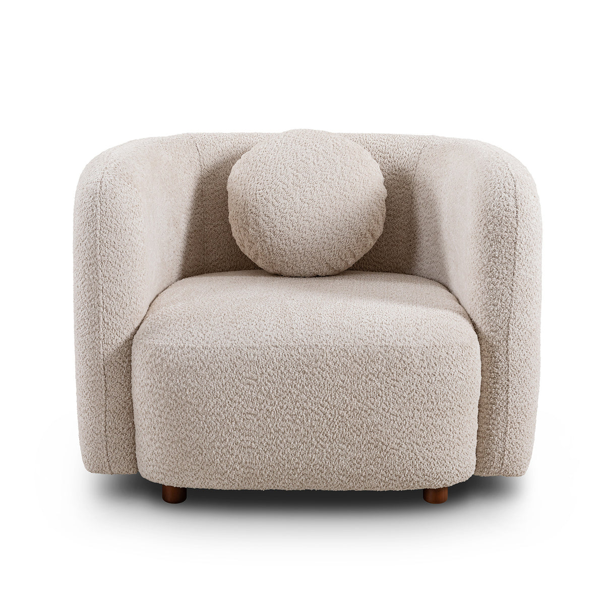 Beige Boucle Accent Chair, 39.4 in Wide