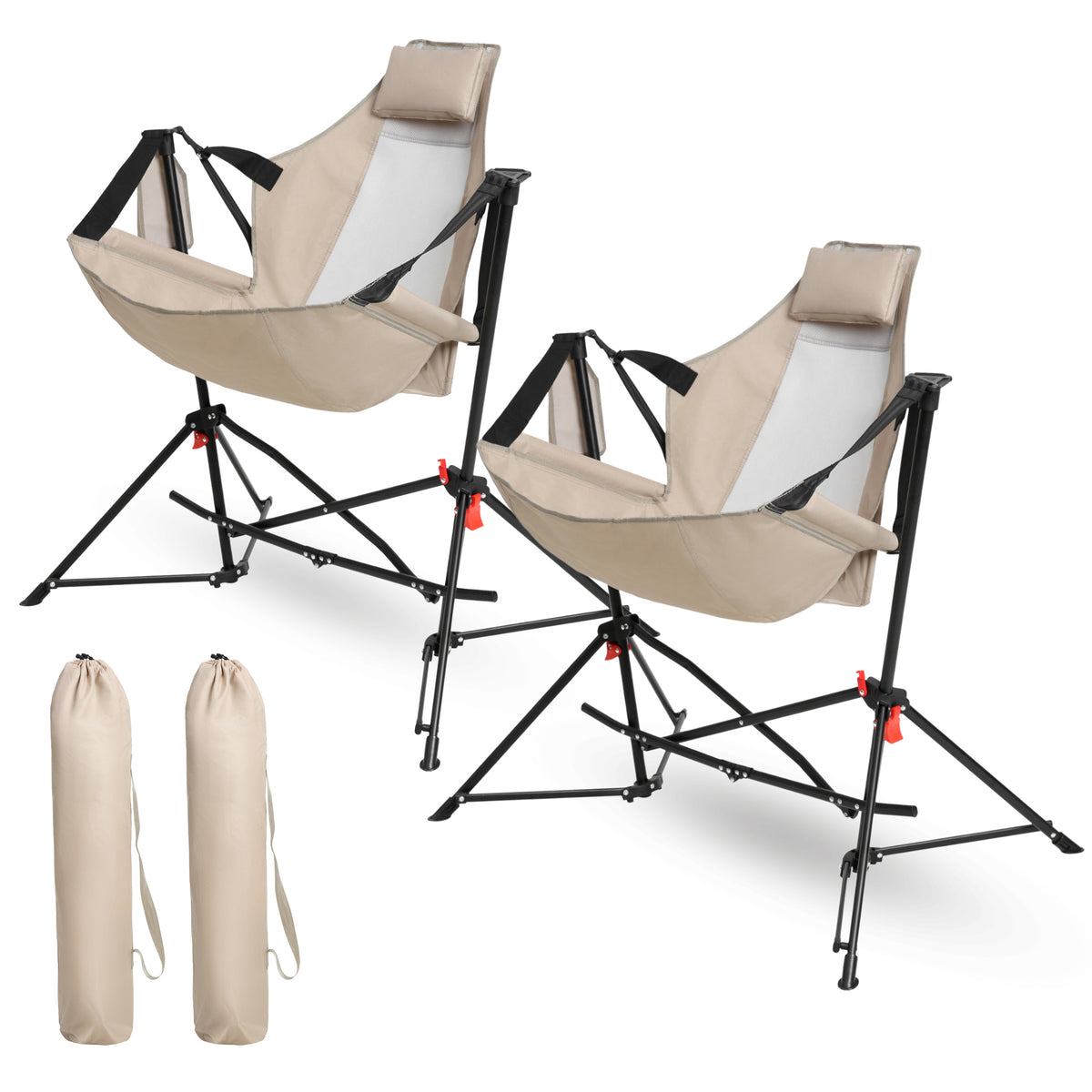 Khaki Metal Folding Hammock