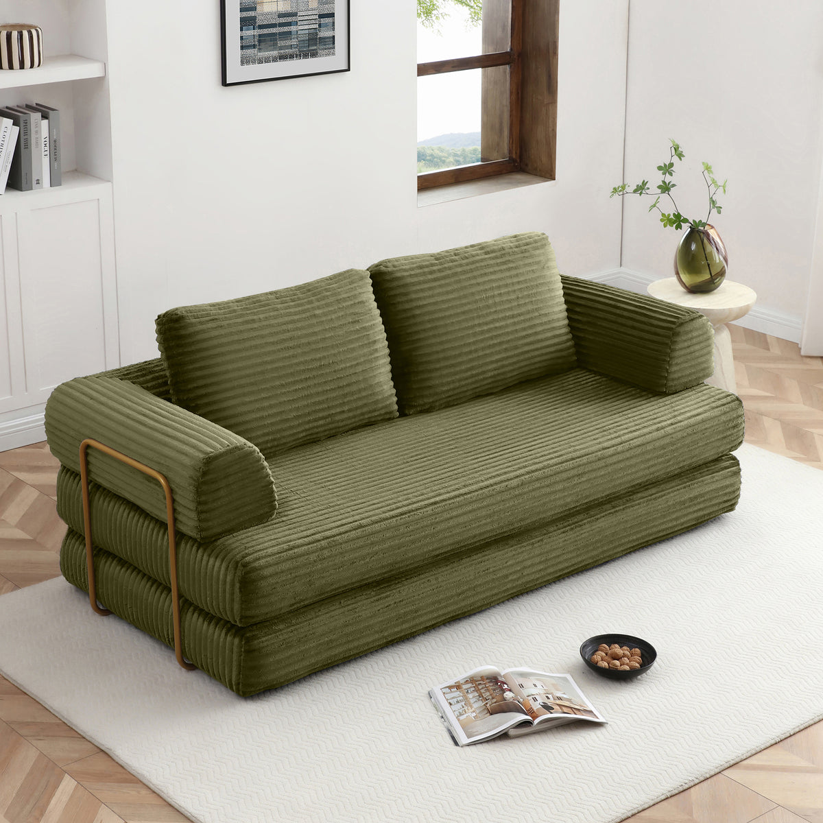 Green Corduroy Sleeper Sofa