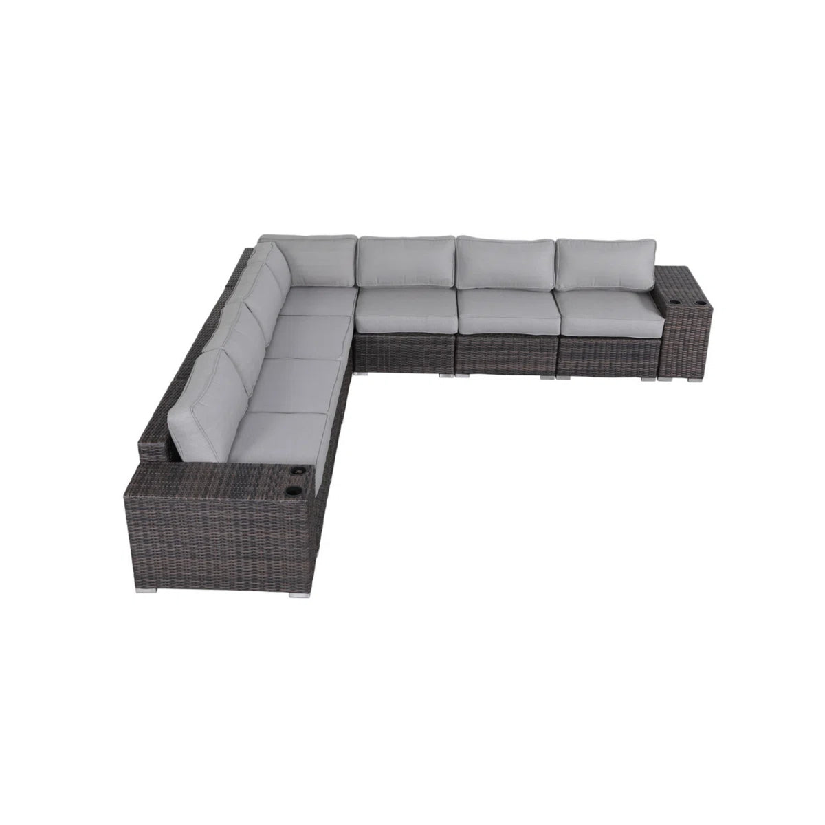 Wicker Outdoor Lounge Set with Gray Cushions