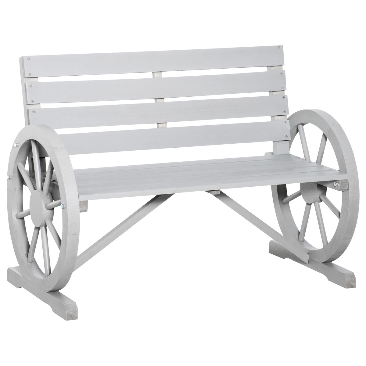 Gray Solid Wood Outdoor Bench, 41.5 in Wide