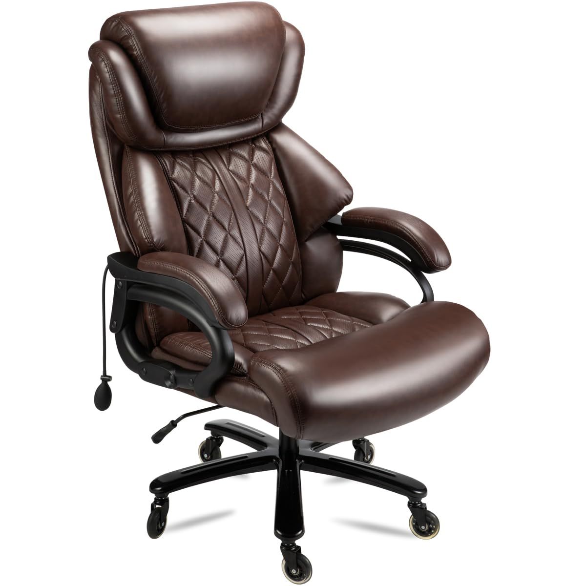 Big and Tall Lumbar Support Office Chair, 24.3 in, Brown