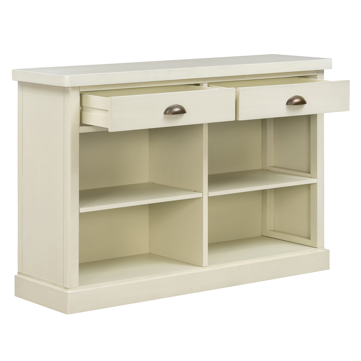 White Console Table, 2 Drawers, 47 in Wide