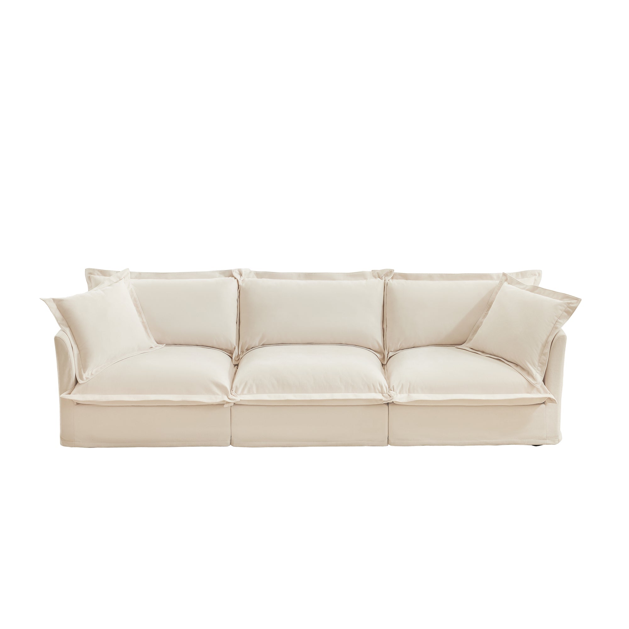 Fluffy 3-Seat Modular Sofa in Chenille Cream #OttOnly_0 #Fabric_Chenille Cream