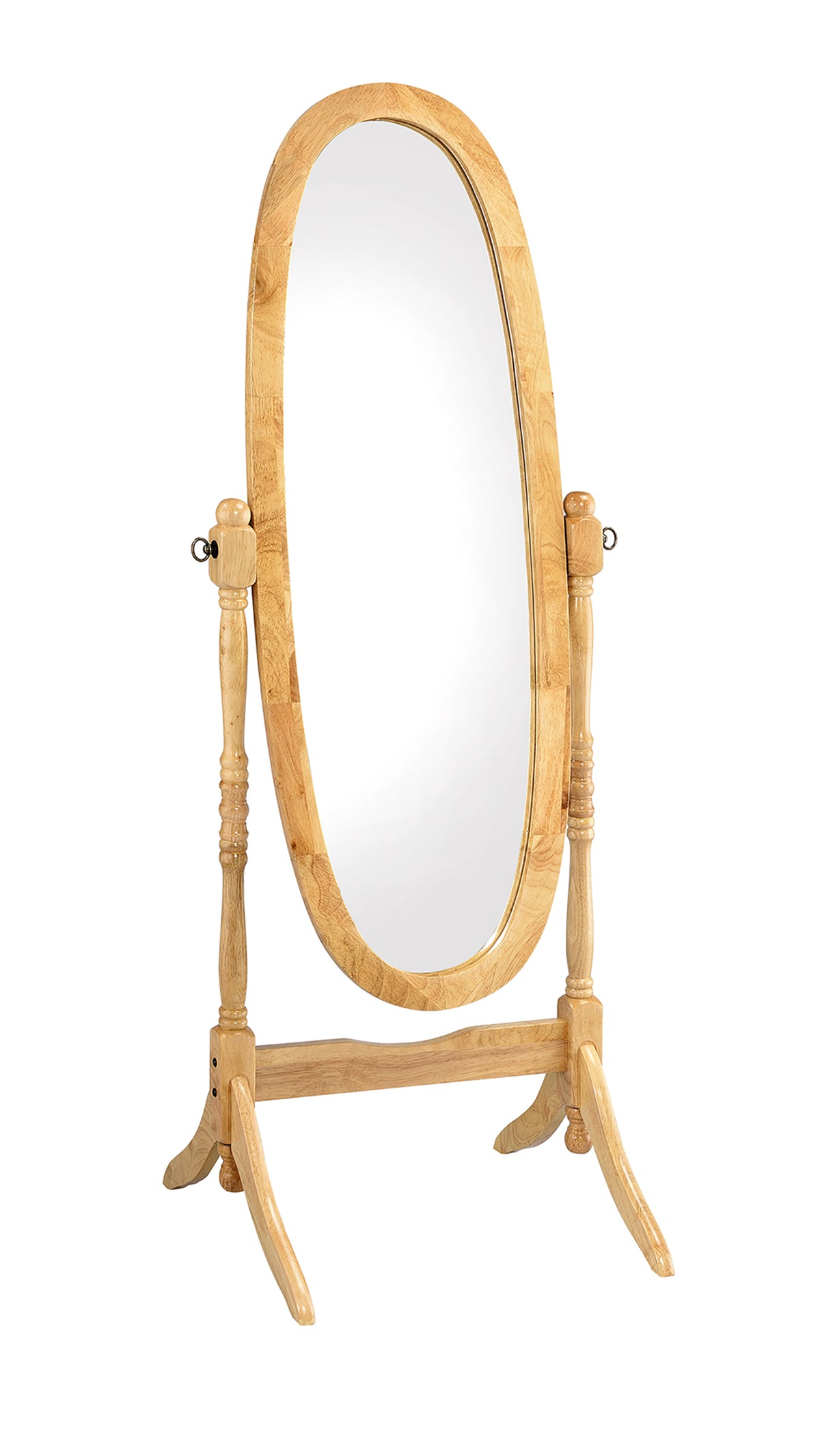 Oval Cheval Mirror with Tilting Wood Stand, Natural