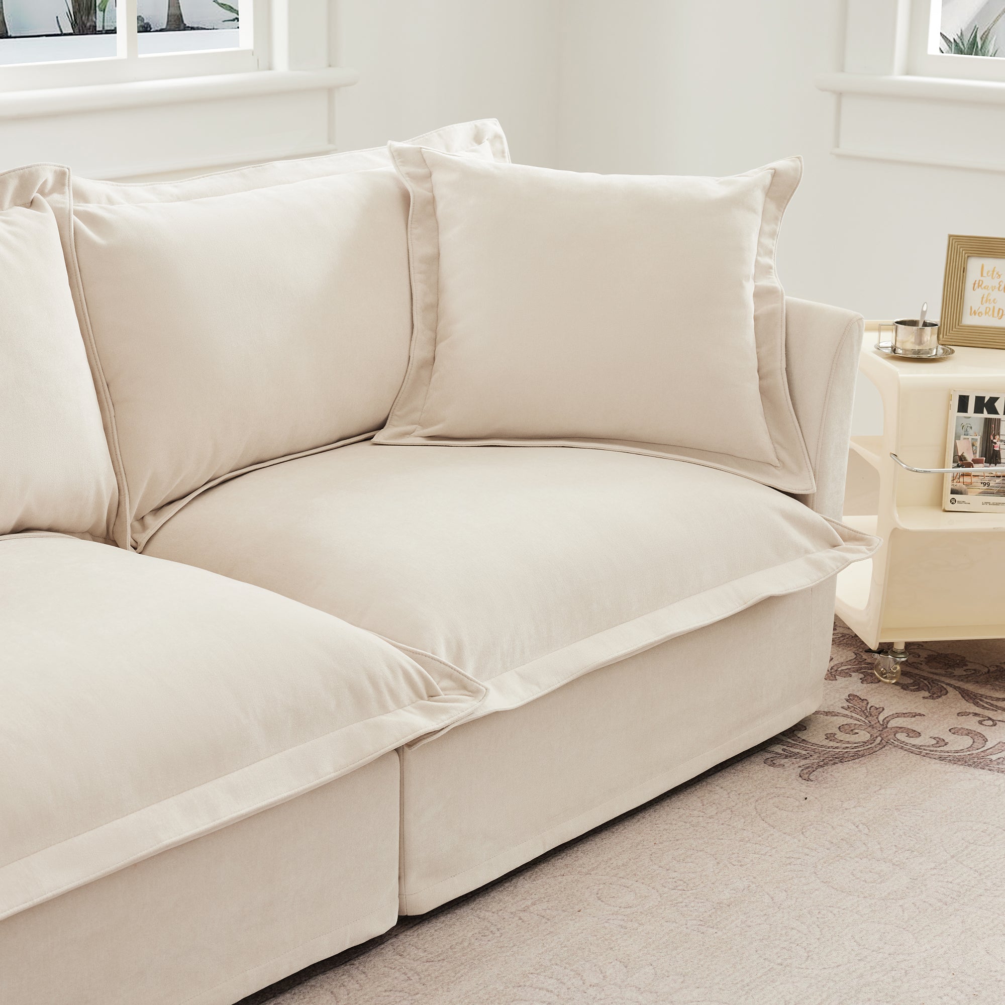 Fluffy 3-Seat Modular Sofa in Chenille Cream #Fabric_Chenille Cream