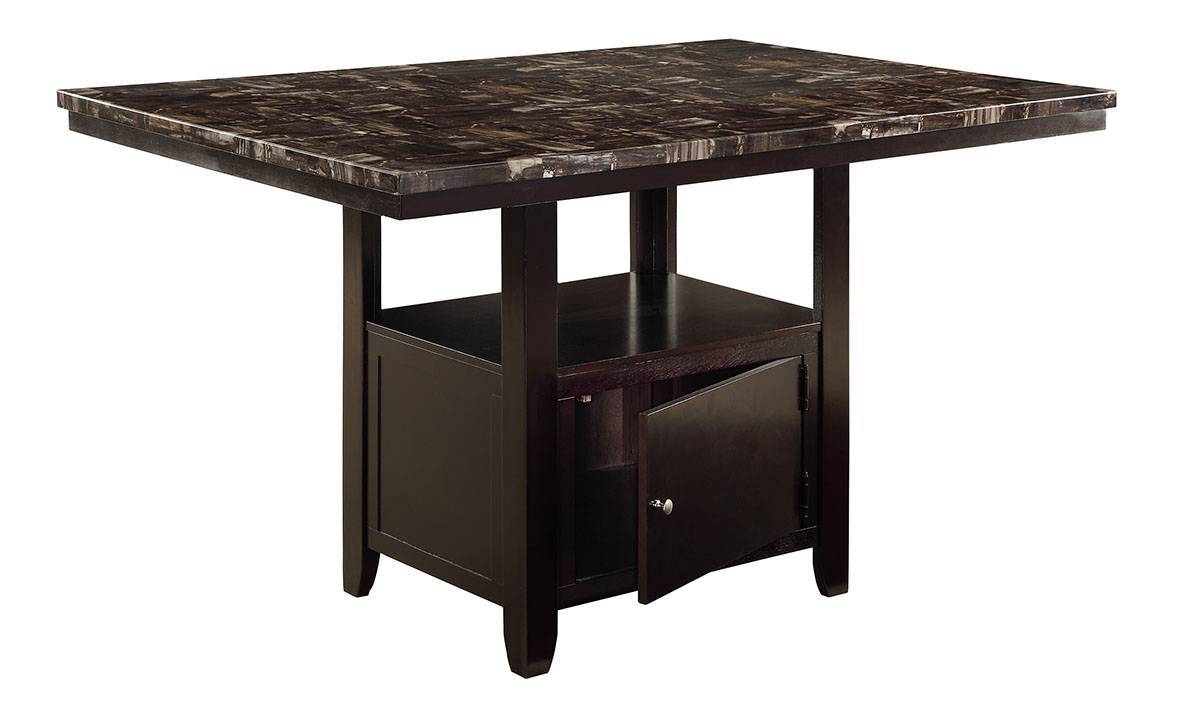 Counter Height Dining Table with Faux Marble Top and Storage Base