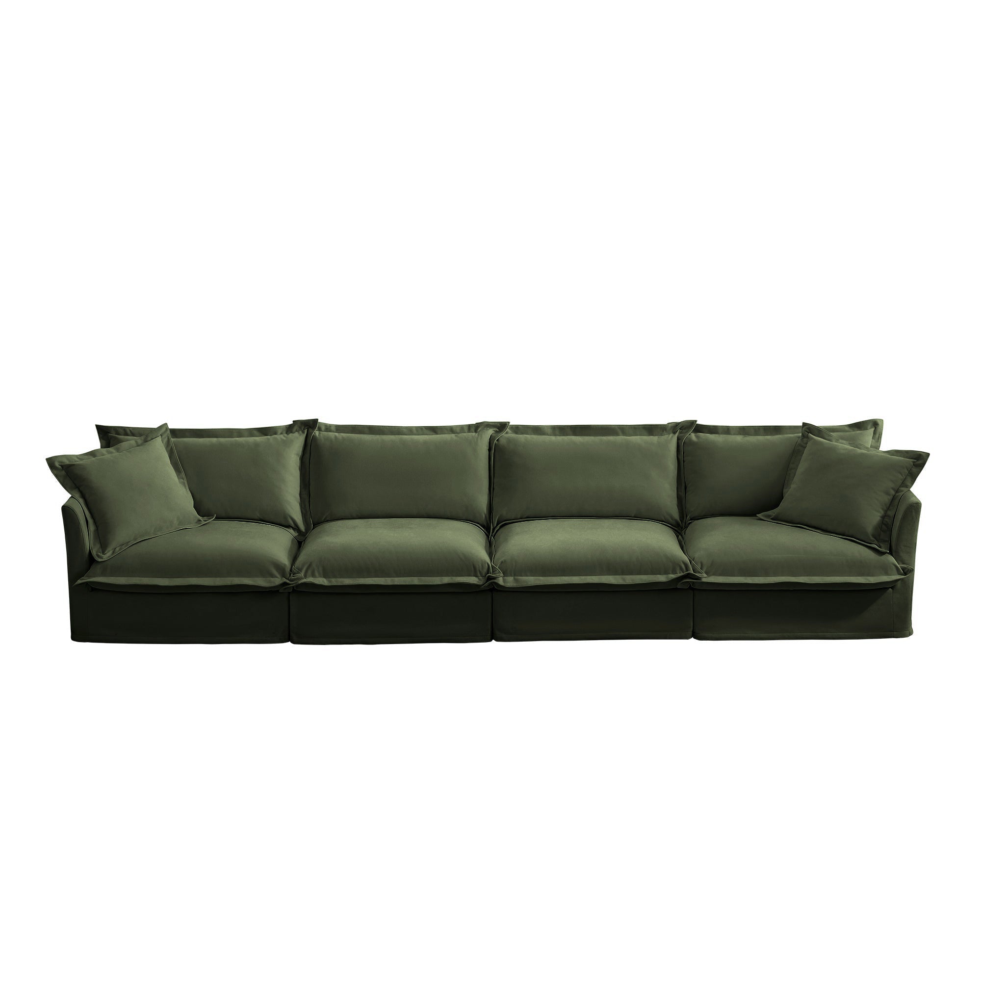 Fluffy 4-Seat Modular Sofa in Chenille Olive #OttOnly_0 #Fabric_Chenille Olive
