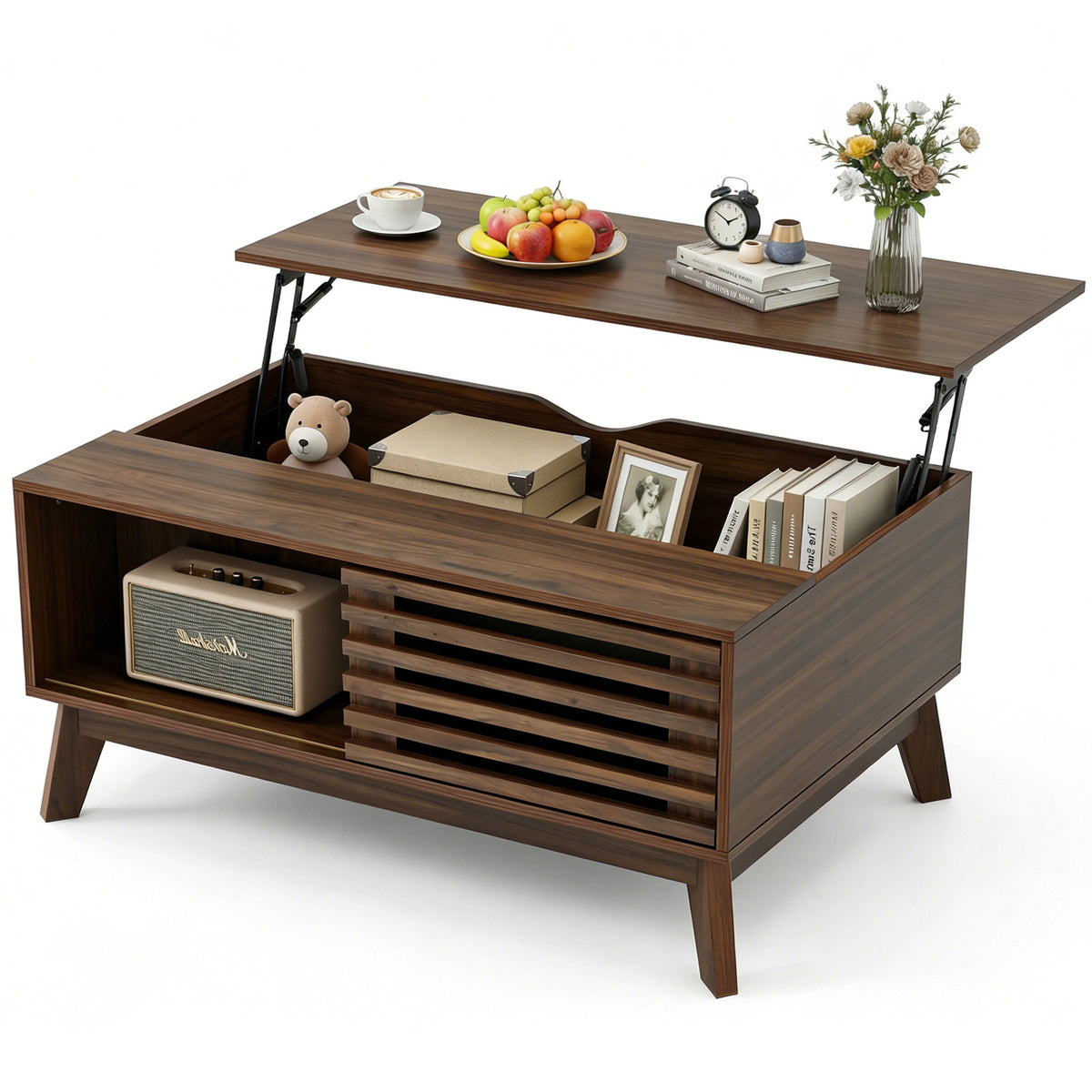 Walnut Lift-Top Coffee Table, 35.4 in