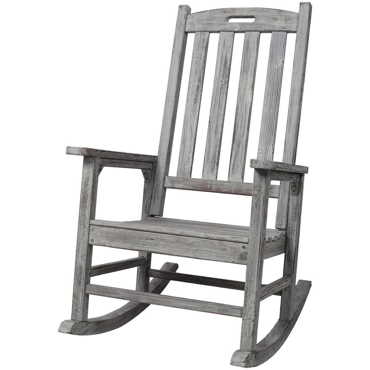 Light Gray Solid Wood Outdoor Rocking Chair