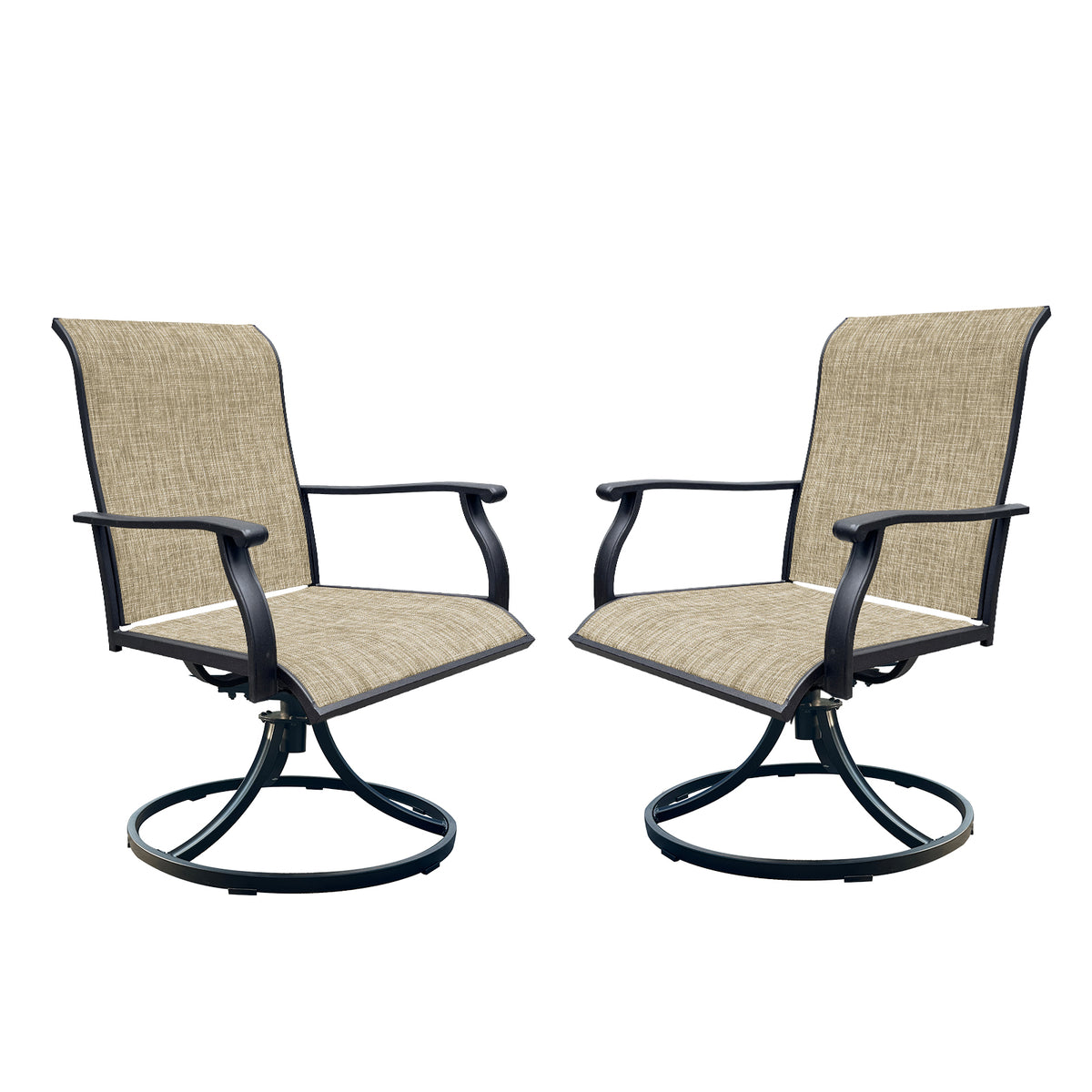 Metal Outdoor Swivel Chair, Set of 2, 39.4 in Tall