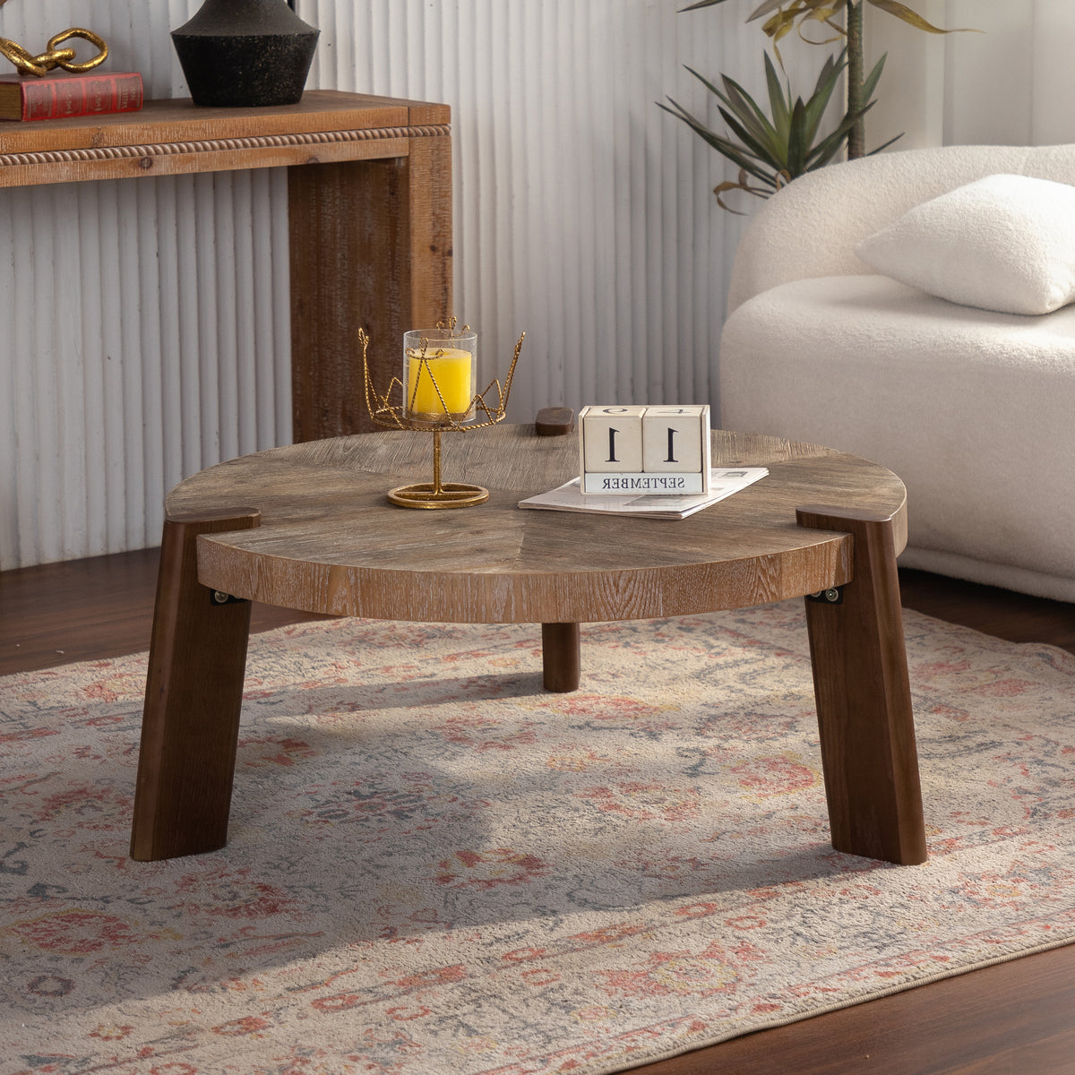Natural Round Coffee Table, 36.6 in