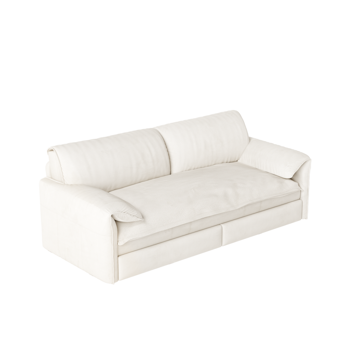 Beige Velvet 2-Seat Queen Sleeper Sofa with Storage, 66 in Wide