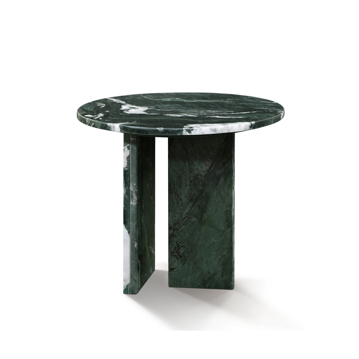 Green Marble Round Side Table, 17.7 in