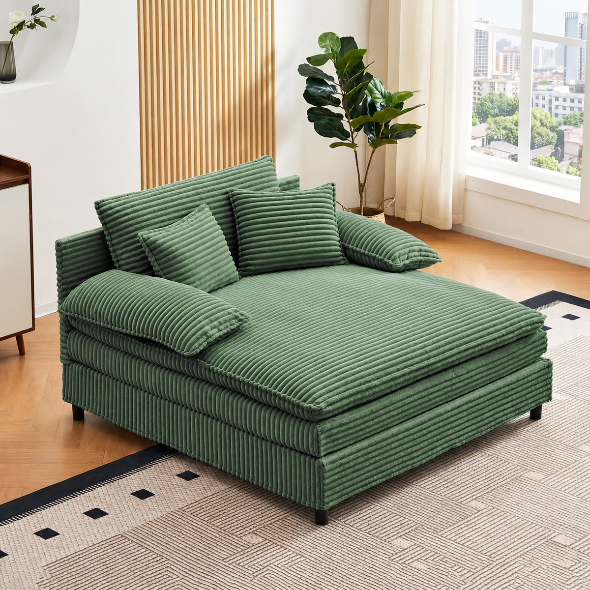 Green Chaise Lounge Chair, Reclining