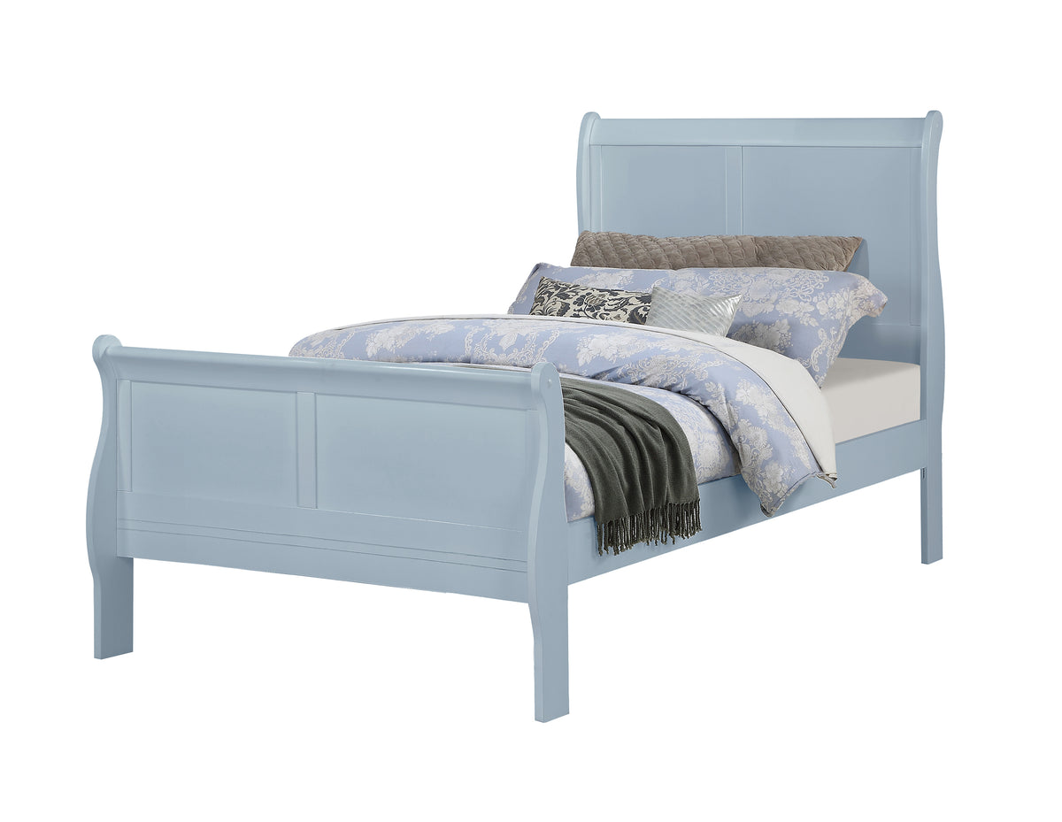 Twin Youth Sleigh Bed in Blue, Louis Philippe Style