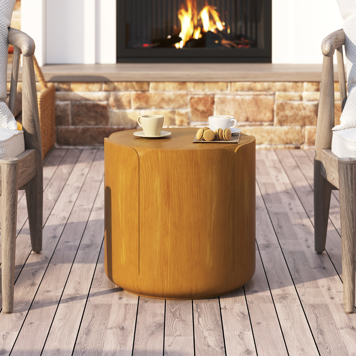 Natural Round Outdoor Side Table