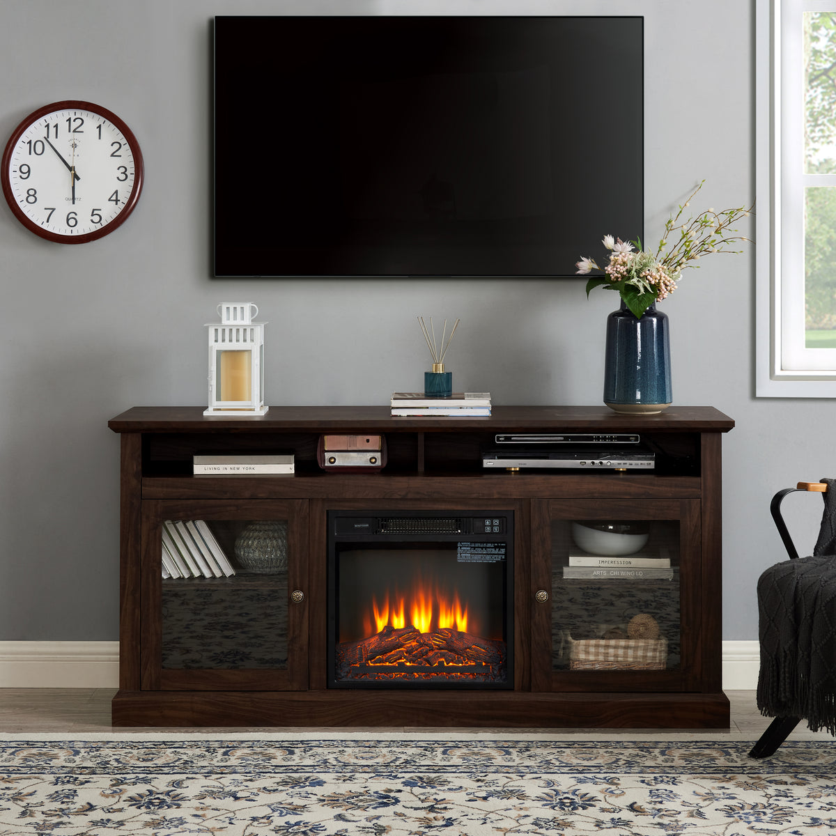 Brown Fireplace TV Stand for TVs up to 65 in, 60 in Wide