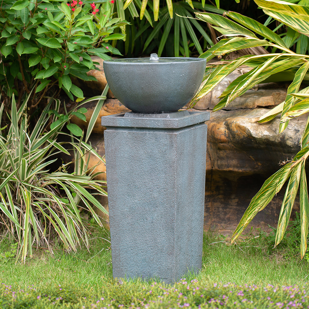 Gray Outdoor Water Fountain, 35.4 in Tall