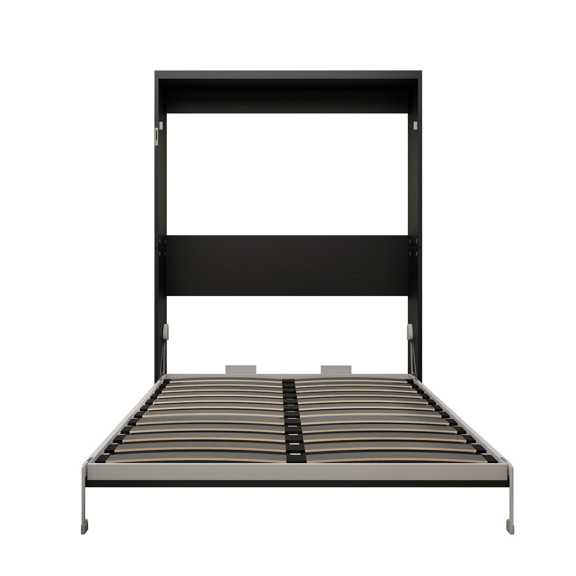 Queen Murphy Wall Bed, Black Cabinet with Grey Frame