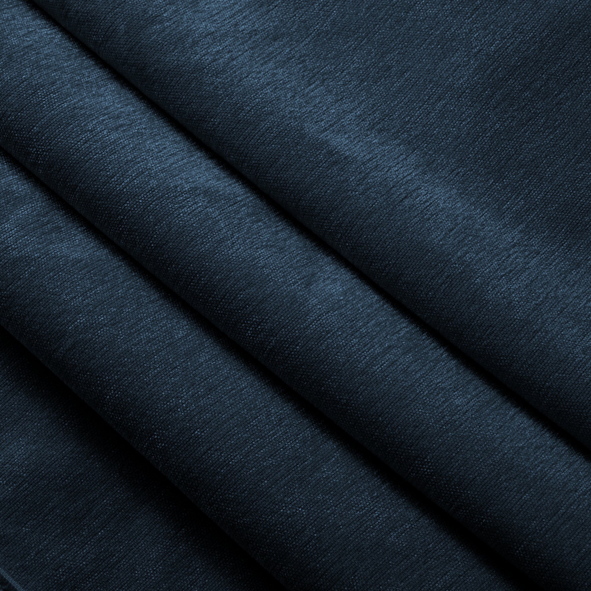 Fluffy Ottoman in Chenille Navy #Fabric_Chenille Navy