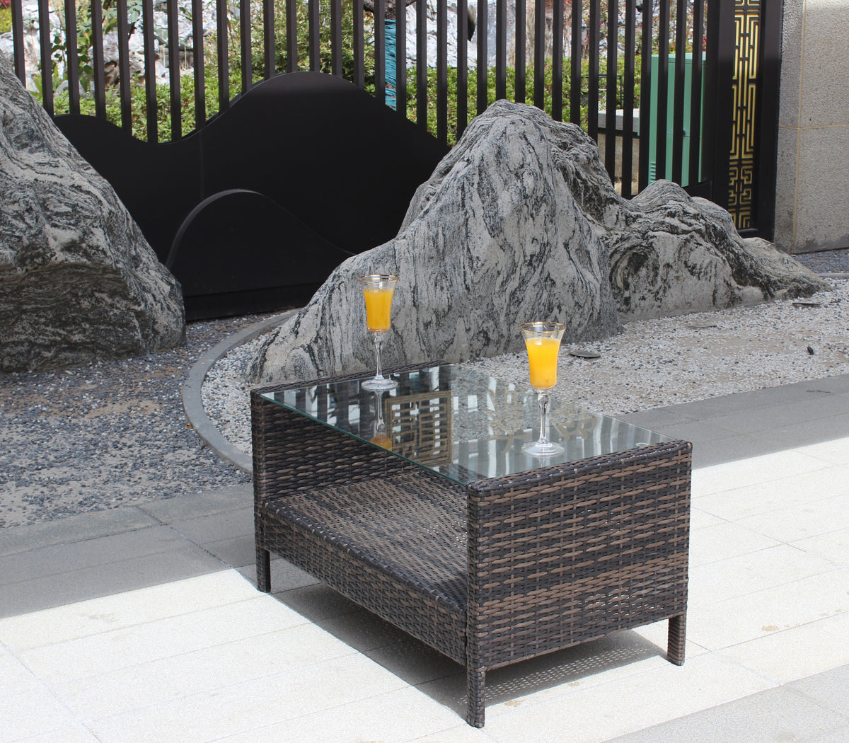 Brown Wicker Outdoor Coffee Table