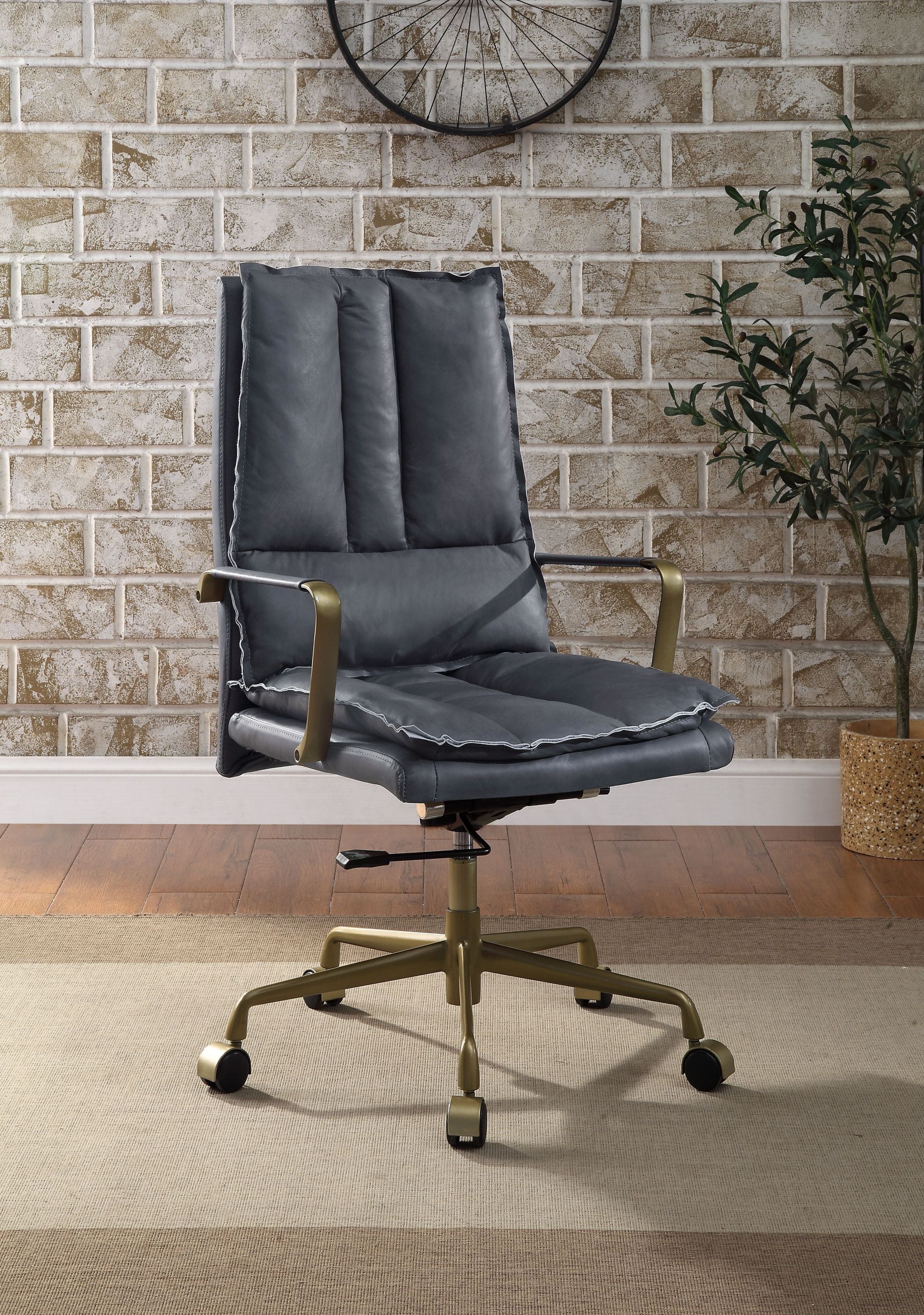 Height Adjustable Office Chair, 26 in, Grey