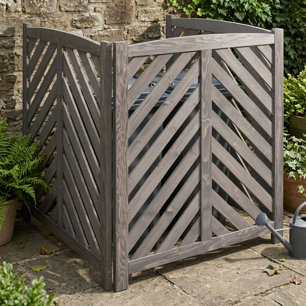 Gray Solid Wood 3-Panel Garden Fence, 33 in Deep