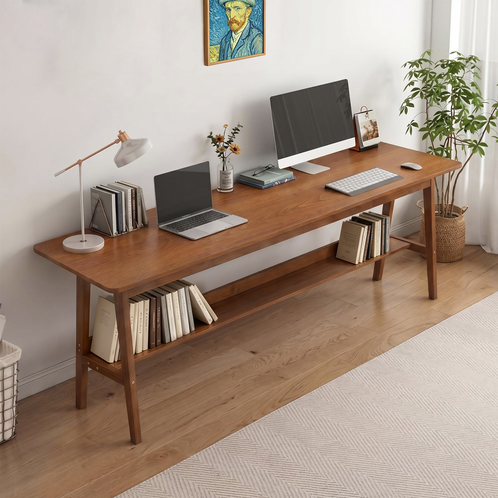 Office Desk, 63 in, Walnut